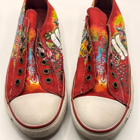 Ed Hardy Y2K women's tattoo slip-on "Love Eternal" rhinestones sneaker size 10 - Picture 3 of 6